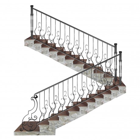 Wrought iron staircase E0025