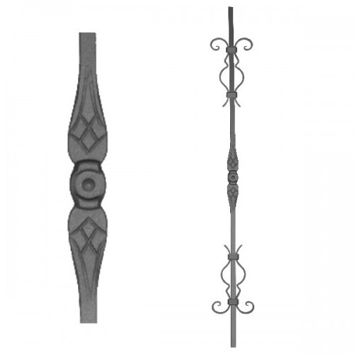 Wrought iron stamped heavy bar 556-21